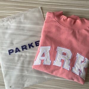 Parke Coral Pink Appliqué Sweatshirt with White Lettering